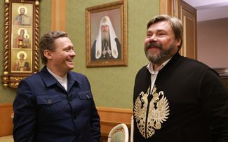 Георгий Филимонов и основатель телеканала «Царьград», бизнесмен Константин Малофеев. Октябрь 2024 года