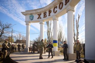 Владимир Зеленский в освобожденном Херсоне. 14 ноября 2022 года
