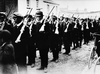 Irish Volunteers assembled for field operations in Ireland. May 19, 1921.